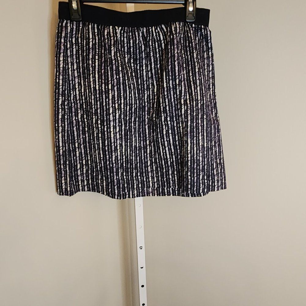 Loft Navy Blue Striped Pattern Skirt - Picture 2 of 9